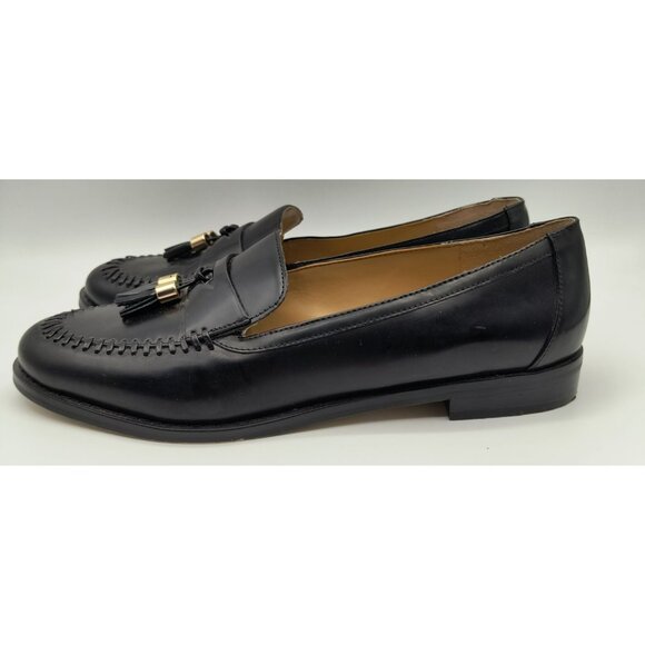 Talbots Womens Black Leather Laura Tassel Loafers Size 9.5M Flats Loafers Work - Picture 3 of 8